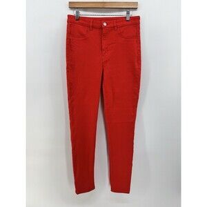H&M Divided Distressed Skinny Button-Fly Red Jeans sz 10 pants Back 2 School Fit